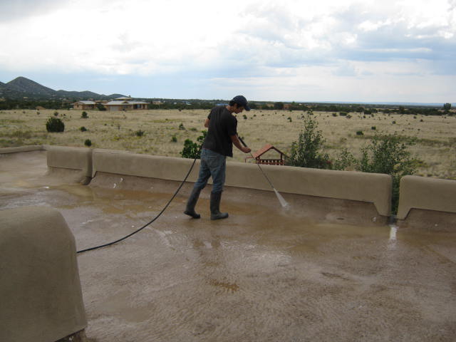 Pressure Washing a Foam Roof